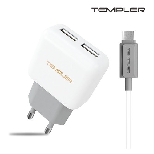 템플러 2.1A USB 2포트 C타입 가정용 충전기