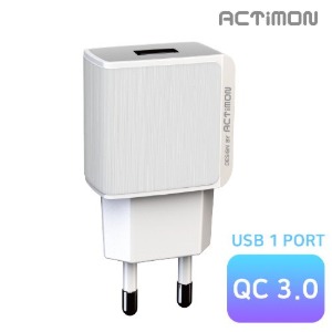 엑티몬 QC3.0 USB 1포트 가정용 충전기(케이블미포함)(MON-TC-QC3-301)