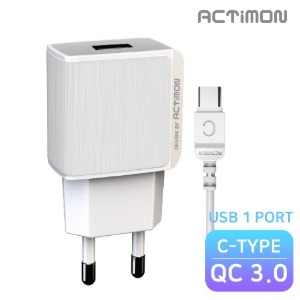 엑티몬 QC3.0 USB 1포트 C타입 가정용 충전기(MON-TC-QC3-301-CP)