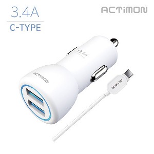 엑티몬 LED USB 2포트 C타입 차량용 충전기(3.4A)(MON-CC1-342-CP)