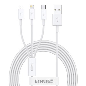 베이스어스 3.5A 3in1 USB A to 5,8,C타입 수피어리어 고속 충전 테이터케이블(1.5m)